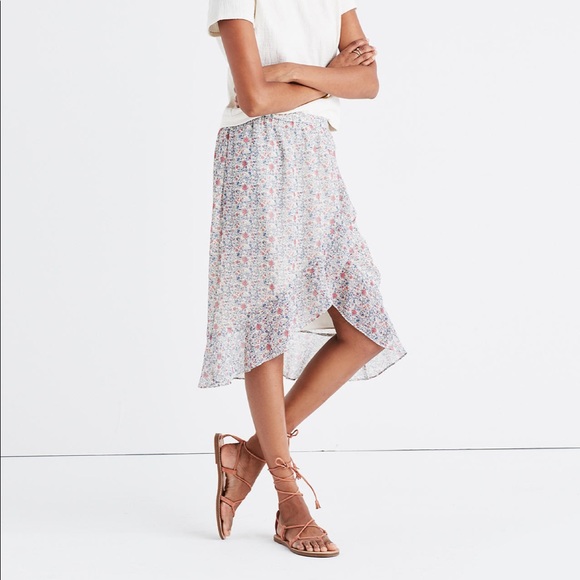 Madewell Ruffle-Wrap Midi Skirt in Shadowpetal - Picture 1 of 9
